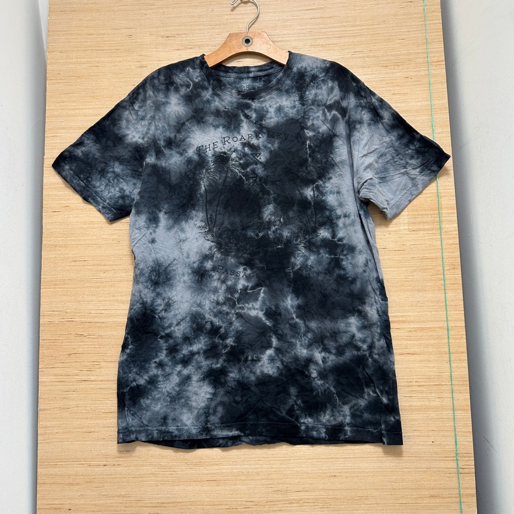 Roark Revival Mens Large Tie Dye Graphic T-Shirt Black Grey Clayoquot Sound L